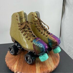 Sure Grip Gold Sparkle Stardust Quad Outdoor Indoor Hybrid Roller Skate,  Sz. 5